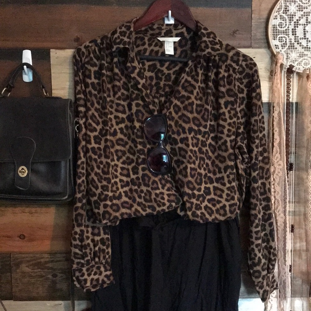 H&M Leopard Button Up Shirt